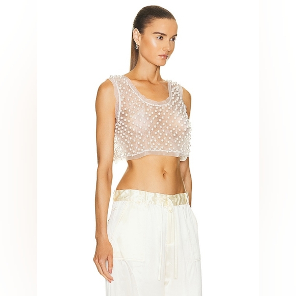 13. NWT LOVESHACKFANCY DENITA PEARL TOP - Picture 2 of 9